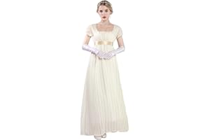 CR ROLECOS Bridgerton Robe Régence victorienne pour femmes, bouffante avec gants, pour le bal