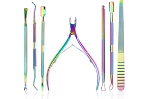Kalolary 7pcs Kit de Herramientas para Uñas Encarnadas - Herramientas de Pedicura de Acero Inoxidable de Primera Calidad Corrector Clipper Lifter - Uña Encarnada Set de Cuidado Fácil de Usar