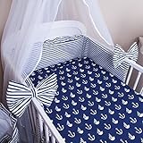 Baby Bettwäsche 5tlg Bettset mit Nestchen Kinderbettwäsche Himmel 100x135cm Anker GROß Chiffonhimmel - 2