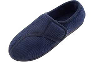 Git-up Diabetic Slippers Shoes for Men Arthritis Edema Adjustable Closure Toe Swollen Feet Slippers Memory Foam Comfy Bedroom House Indoor Outdoor Shoes