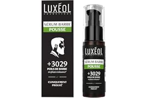 LUXÉOL - Sérum Barbe Pousse - Densité & Epaisseur - Aide À La Pousse De La Barbe & Amélioration Du Poils - Fabriqué En Europe - 60ml