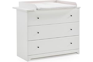 arthur berndt THILO Wickelkommode mit abnehmbarem Wickelaufsatz MDF Weiß - Made in Germany