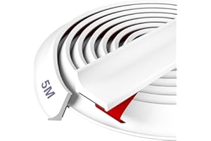 Barriera Doccia Ferma Acqua Silicone - Hzetuu Barriera Antiallagamento per Guarnizione Doccia Sottoporta, Guarnizioni Box Doccia Arresto Doccia Autoadesivo Bordo Doccia per Bagno (5M Bianco)