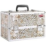 Beautify Professional Large Faux Leopard Print Aluminium 8 compartment Beauty Box Cosmetics & Make Up Case