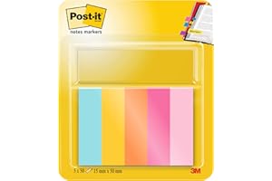 Post-it Markery do notatek, kolekcja kolorów Beachside 15 mm x 50 mm, 50 arkuszy/podkładka, 5 podkładek/opakowanie, 7100259442, wielokolorowe