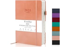 Yoolly 2024 Diary Planner, 2024 Diary A5 Page A Day, Thick Pages Notebook, Year Daily Calendar Planner, Complete Business Planner, Agenda and Journal Organiser (Pink)