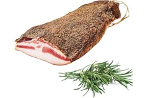 BELLMOND EQ Guanciale | Fettbacke | Stücke portioniert ca. 1,3kg | ideal für bin Amatriciana- und Carbonara-Rezepte | ein 100% italienisches Produkt | höchster Qualität | luftgetrocknet | mit Pfeffer gewürzt