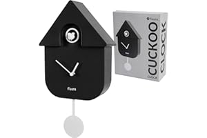 Fisura - Reloj de Cuco. Reloj Pared. Reloj Pared Original para Regalo. 3 Pilas AA no Incluidas. Medidas: 21,5 x 8 x 41,5 cm. Plástico ABS. (Negro)
