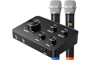 Caymuller Micrófono Inalámbrico, UHF Sistema de Micrófono Dinámico Micrófono Karaoke Bluetooth