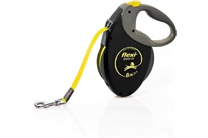 Flexi, jätte 8 m indragbart hundkoppel, starka och robusta hundar upp till 25 kg, ökad synlighet Neonfärgat band, robust och