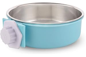 MOACC Comedero Perro Gato Conejo Acero Inoxidable Animales Domésticos Colgantes Jaula Extraíble Acero Inoxidable Alimentos Agua Cuencos para Animales Pequeños