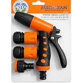 Proalet 4 Par&ccedil;a Otomatik Su Tabancası Seti, Ergonomik Plastik Saplı, Ayarlanabilir P&uuml;sk&uuml;rtme Başlıklı, 1/2&rdquo; Hortum Adapt&ouml;rl&uuml;,