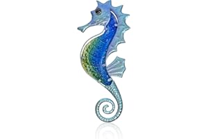 Liffy Ocean Metallo Vetro Seahorse della parete di arte all'aperto decorazioni d'attaccatura tema sulla spiaggia per il bagno patio, veranda o recinzione