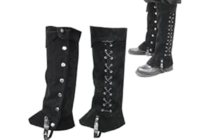 XINCHIA Cubrebotas de disfraz medieval, de piel sintética, vintage, caballero, protector de piernas, polaina de Halloween, pirata, steampunk, accesorio de disfraz, calentador de piernas, ajustable, para