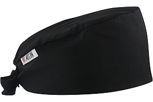 AELIN Calot De Bloc Calot Médical Cheveux Courts Unisexe 100% coton (Noir)