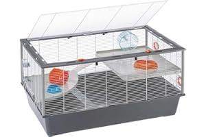 Ferplast CRICETI 100 Large Hamster Cage - Spacious Multi-Level Habitat, Exercise Wheel & Accessories | Easy Access, Deep Base for Bedding, 95x57x50 cm
