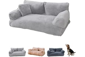 Baitang Pet Sofa, Calming Dog Bed Fluffy Plush Pet Sofa, Washable Puppy Sleeping Bed Cat Couch Pet Sofa Bed for Large Small Dogs & Cats (45 * 38 * 22cm,Light Grey)
