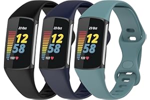 Gheper Lot de 3 bracelets Slim Fit compatibles avec Fitbit Charge 6/Charge 5 Smartwatch Bracelet en silicone souple de remplacement Sport Bracelet pour femme homme