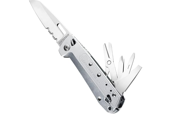 Leatherman Free K4x Multi-Tool, Silver | 9-i-1 Verktyg Med Kombinationsblad Och Sax, Magnetisk Öppning, Avtagbar Klämma