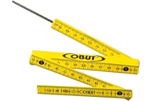 OBUT Mètre pliant à tirette en fibre de verre, marqué OBUT sur la tranche en couleur jaune