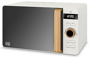 Swan SM22036LWHTN Nordic LED Digital Microwave with Glass Turntable, 6 Power Levels & Defrost Setting, 20L, 800W, White