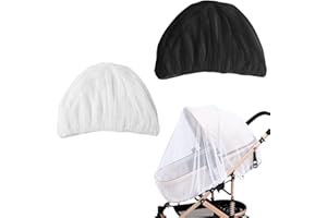 TIANNAIT 2 moustiquaires universelles, moustiquaires à Mailles Fines pour poussettes, berceaux et Lits de Voyage, pour activités de Plein air, Anti-moustiques (Noir, Blanc)