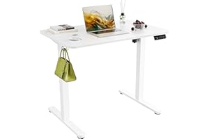 ERGOMAKER Elektryczne biurko z regulacją wysokości 90x60 cm z funkcją pamięci, ergonomiczne biurko stojące do domu i biura, Biały