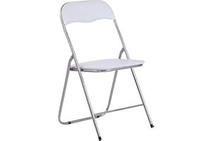 ‎CLP CLP Klappstuhl Felix Gepolstert I Küchenstuhl Mit Metallgestell I Kunstleder PVC Sitz Gepolstert I Besucherstuhl Klappbar, Farbe:weiß/Silber