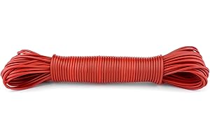 IDEA HOME D.RECT - 20-metrowa linka do suszenia prania odporna na rozerwanie do użytku domowego, ogrodu i na kemping – wytrzymała linka do prania z rdzeniem poliestrowym i osłoną z tworzywa sztucznego, czerwona