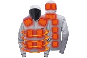 BATTNOT Testsieger Beheizbarer Hoodie Herren Damen Heated Beheizter Kapuzenpullover Heizung 17 Heizzonen Beheizbarer Pullover Plüsch Sweatshirt Kleidung Outdoor Heizpullover Winter Körperwärmer Mantel