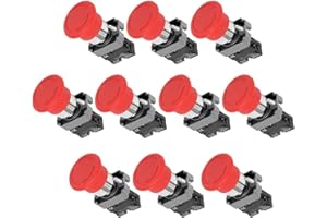 LIEBEWH Interruptores de Emergencia 10 Piezas Interruptor de Botón BEM ‑ XB2‑01ZS Equipo Parada Emergencia 240V Contactos de Aleación Plata Incorporados para Control de Arrancadores Electrónico