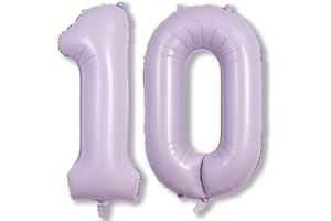 LINGQIANG Pastell Lila Luftballon 10. Geburtstag, 100 cm XXL Zahl 10 Hell Flieder, Riesen Folienballon 10. Geburtstagsdeko, Lilac Zahlenballon 10 Deko zum Mädchen 10 Jahre Jubiläum Party. Fliegt mit Helium