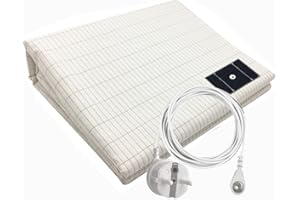 RIQINXIN Leitfähige Erdungsmatte mit Erdungsschnüre Erdungsblatt aus 95% Bio-Baumwolle mit 5% Silberfase Schlaftherapie 68x132cm