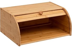 HollyHOME Panera de madera de bambú natural para cocina, contenedores de almacenamiento de pan de encimera, color natural