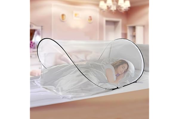HENGBIRD Moustiquaire Pliable, 200 x 80 x 56 cm Moustiquaire de Voyage Pop Up avec Fermeture Éclair Répulsif Anti-Moustiques à 360° Tente Moustiquaires sans Installation pour Voyage, Camping, Dortoir