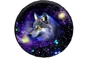POLERO Spare Tire Cover Wheel Tire Cover Protector - Galaxy Wolf Fit for Trailer, RV, SUV and Many Vehicle 14-19inch