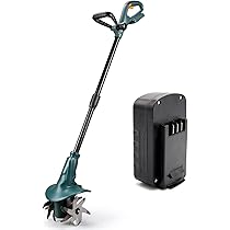 Motobineuse Électrique Sans Fil, 21V Motoculteur Portable Avec Batterie Et Charge, 235 RPM, Manche Amovible, Largeur/Profondeur De Travail 10/10 Cm, Cultivateur Pour Yard, Culture Du Sol (2 Batteries