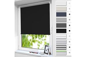 smartdemo Store Occultant sans Perçage, Store Enrouleur Opaque Thermique Isolant, Protection de Vie Privée & Protection Soleil, pour Fenêtre ou Porte, Chambre, Salle de Bain, 65x120 cm, Noir