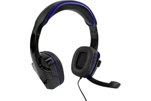 DRAGON SLAY Casque de Jeu stéréo SF1 pour Playstation 4/5, Xbox One, série X/S, Nintendo Switch, PC, Microphone Pliable, Bandeau réglable, Commandes de Volume et de sourdine en Ligne - Noir et Bleu