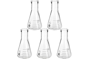 PATIKIL Erlenmeyer Flask, 5Pcs 25ml 1oz Narrow Mouth Graduated Flasks Borosilicate Glass with Printed Graduation for Lab Experiment Chemistry Science Study