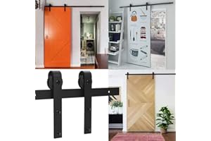 TSMST 167cm/5.5FT Quincaillerie Kit de Rail pour Porte Coulissante avec Guide de Plancher de Porte de Porte de Grange, Kit de Rail de Porte de Grange,forme de J