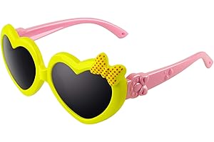 CGID Kids Sunglasses Girls Soft Rubber Cute Heart shaped Polarized Sunglasses Flexible Frame 100% UV400 Protection for Children Boys Age 3-10,K78