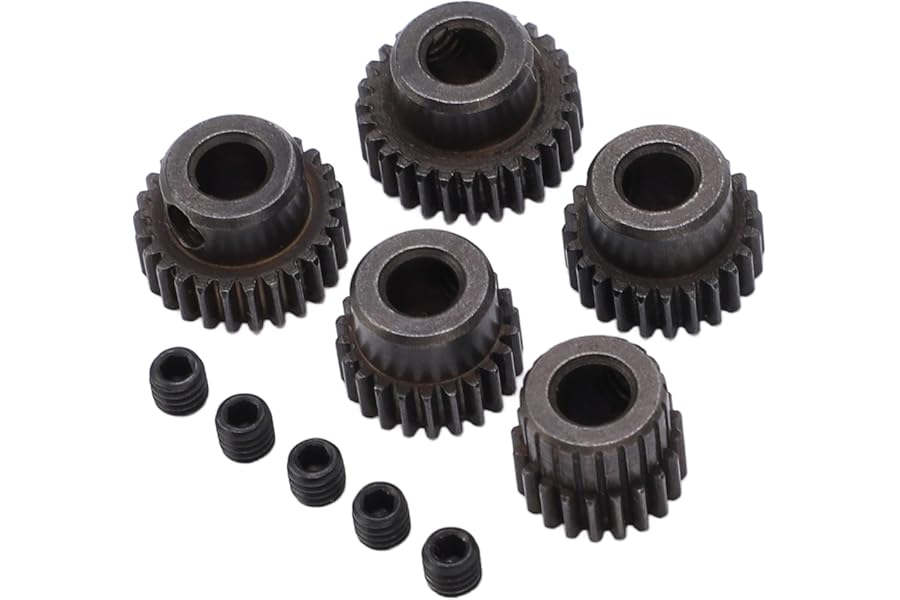 SUNGOOYUE 5pcs 48dp RC Pinion Gear Set, 5mm RC Car Shaft Hole 20T 22T 24T 26T 28T Gear Pinion Fit for 1/10 RC Truck