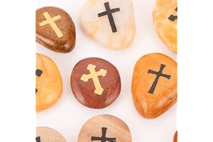 ROCKIMPACT 12PCS CROSS Engraved Inspirational Stones, Sentimental Gifts, Blessing Motivational Treat, Encouragement Message Rock Pebble Keepsake, Wholesale Price, 5-8cm (2"-3") each