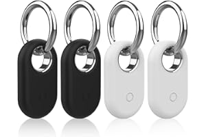 ICYWINK 4 Pièces Coque pour Samsung Galaxy SmartTag 2, Protection en Silicone avec Porte-Clés Anti-Rayures pour Smart Tag 2, Anti-Perte pour Animaux de Compagnie, Sac à Dos, Bagages(sans Smarttag)