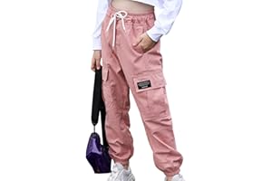 Aislor Pantalons Cargo Fille Garcon Jogger Jogging Mode survêtement avec Multi-Poches Taille Elastique 3-14 Ans