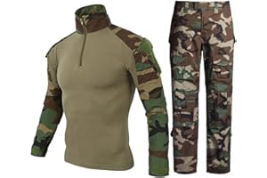 Uugood Camicia Militare Uomo Pantaloni Multicam Camicia da Combattimento Tattica e Set di Pantaloni Camouflage BDU Uniforme Airsoft Set Paintball Vestiario