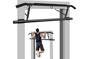 Bowfar Drążek do podciągania na ramę drzwi, wytrzymały stalowy drążek do podciągania z wyściełanym uchwytem – 20 cm wyższy w ramie – domowa siłownia, przenośny drążek do drzwi, przyrząd treningowy,