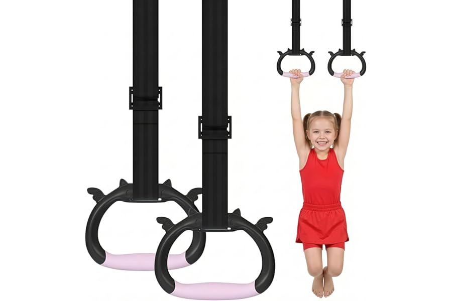 Grapelet Gymnastics Rings Set, Children's Home Gym Equipment, Children's Adjustable Strap Strength Training Rings, Pulling Rings for Physical Training