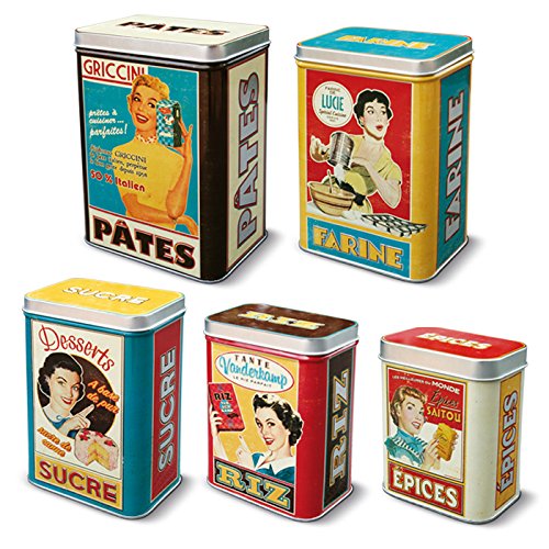 Natives 211156 Housewives Set di 5 scatole Metallo Multicolore 9,9 x 5 x 7 cm 5 Pezzi